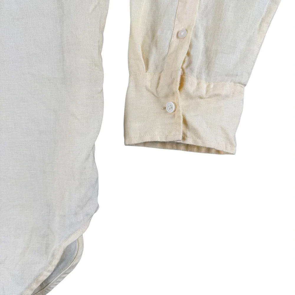 Everlane Shirt Mens 16 Yellow 100% Linen Button Down Long Sleeve Casual - Picture 4 of 9